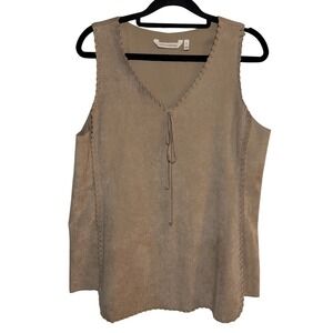 Soft Surroundings Faux Suede Vest Small Brown Tan Boho Western Sleeveless Tank